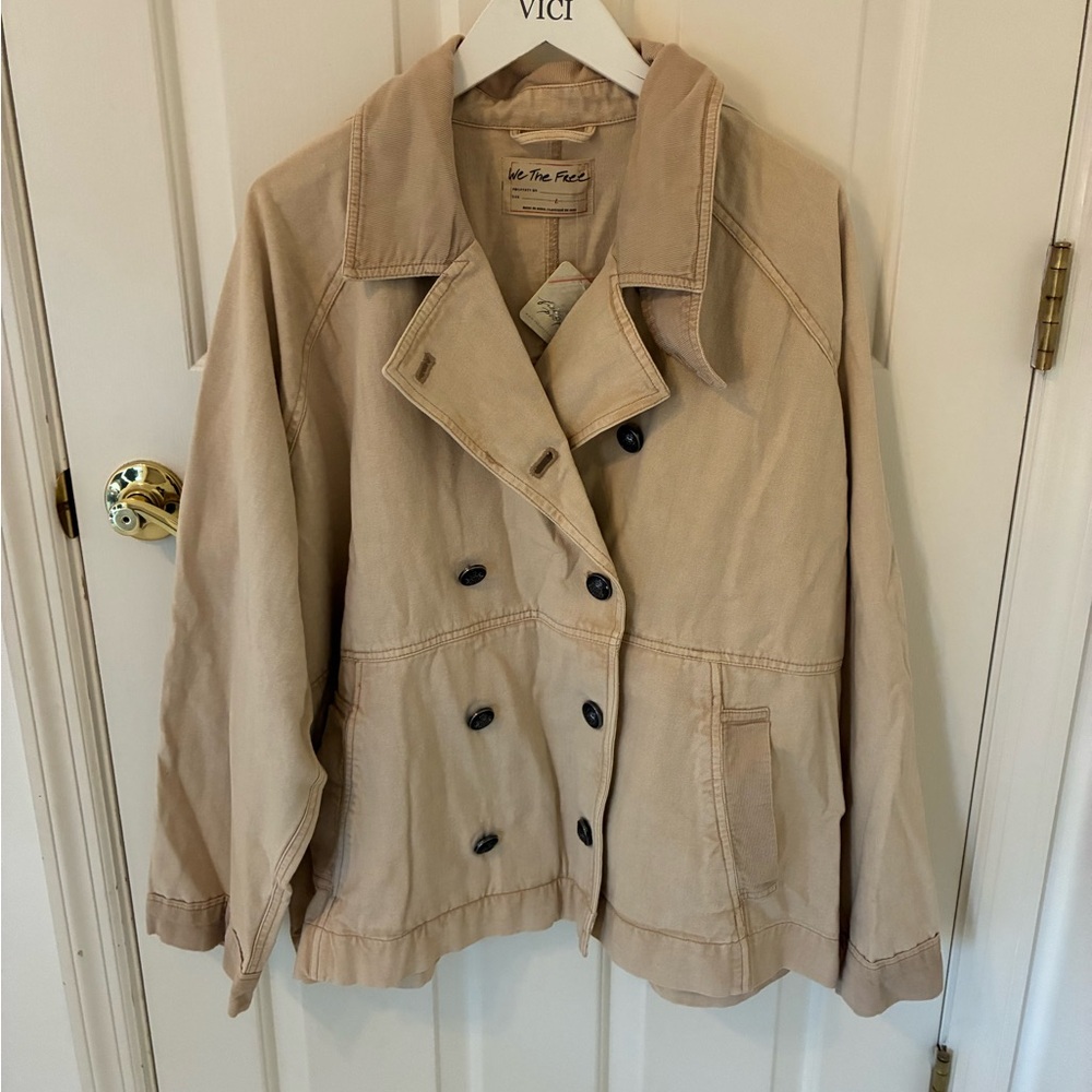 Nwt Free People We The Free People Viva Surplus Double Breasted Oatmeal Jacket - Picture 4 of 6